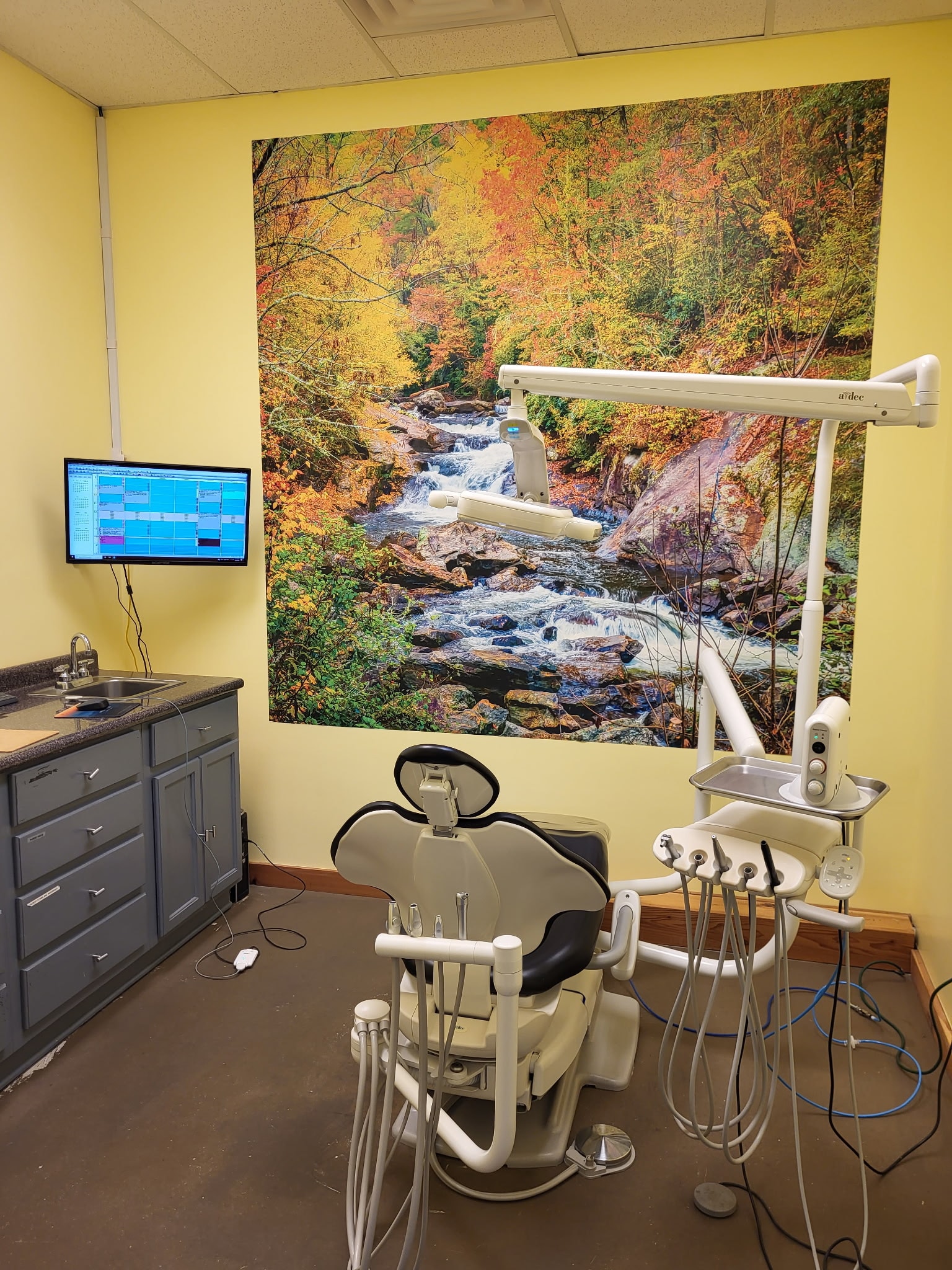 Caring dental practitioner with patient